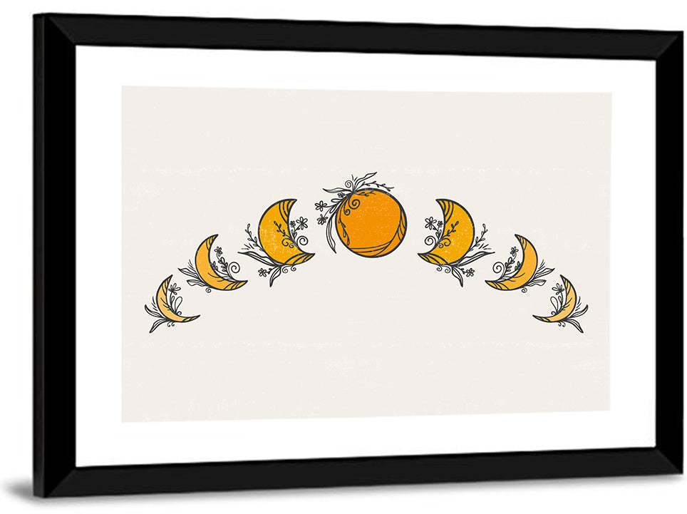 Lunar Phases Floral Arc Wall Art