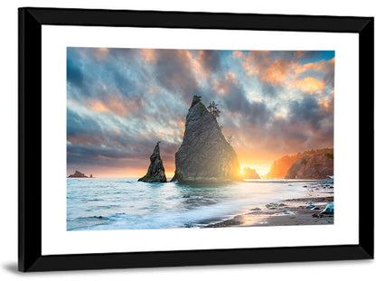 Olympic National Park Sunset Sea Stacks Wall Art