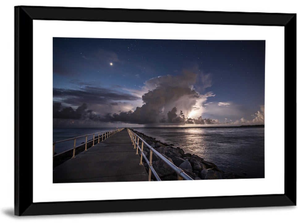 Storm Clouds Over Pier Wall Art