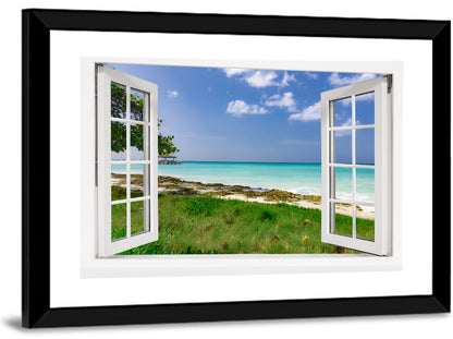 Gazebo on Pier Over Turquoise Ocean Wall Art