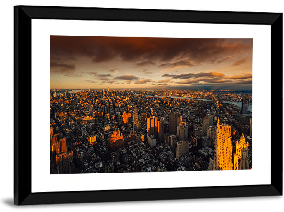 South Manhattan Sunset Skyline Wall Art