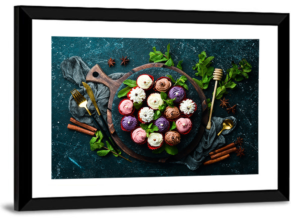 Cream Cupcakes Still Life Wall Art