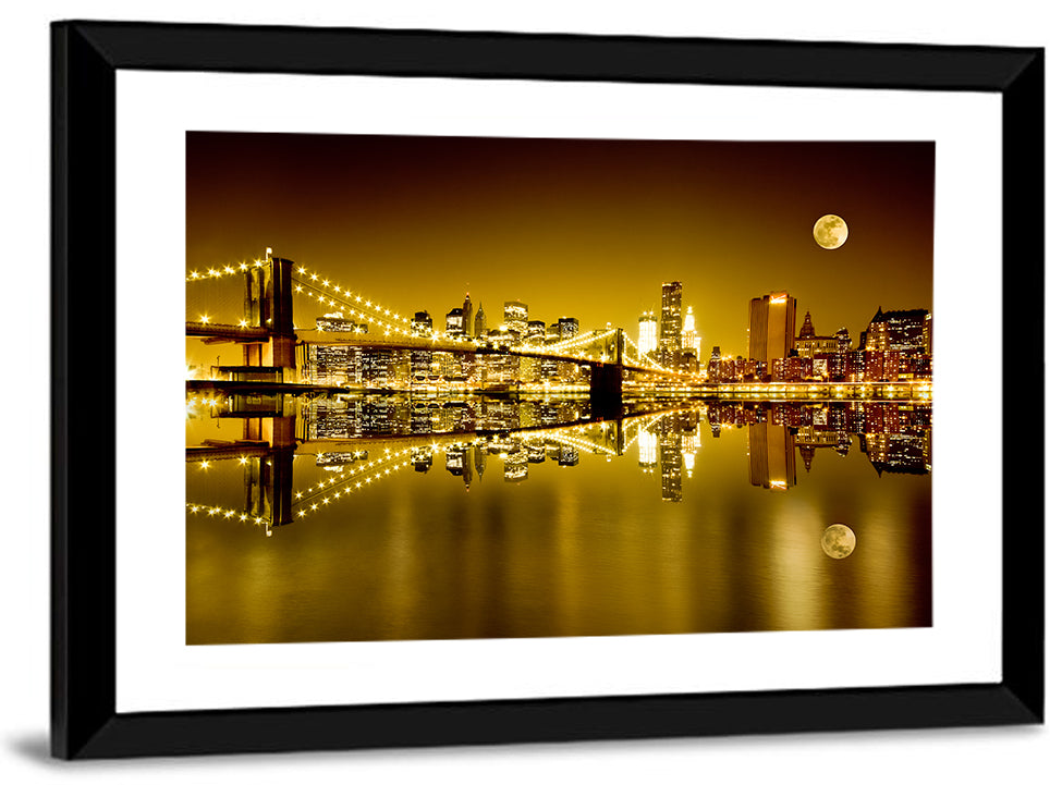 Brooklyn Bridge Moonlit Reflection Wall Art