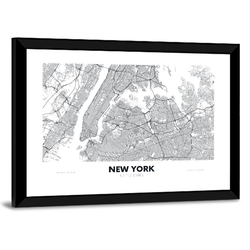 New York Street Grid Map Wall Art