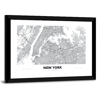 New York Street Grid Map Wall Art
