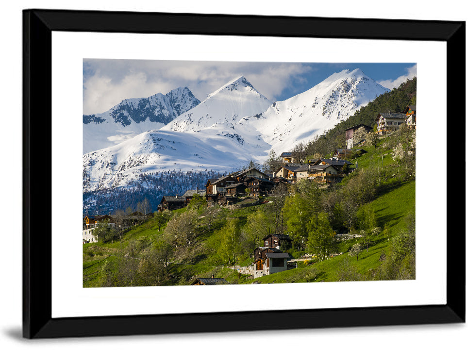 Saas-fee Alpine Village in Spring Wall Art