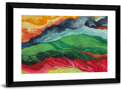 River Through Abstract Mountains Wall Art