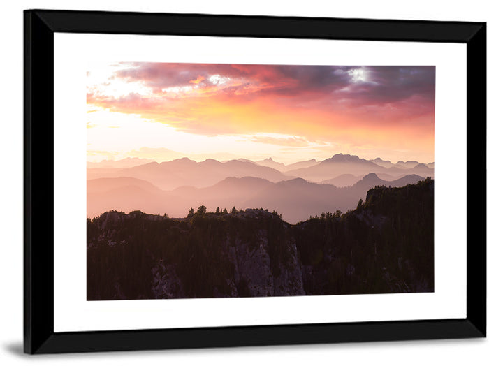 Vancouver Mountains at Sunset Wall Art as a framed print