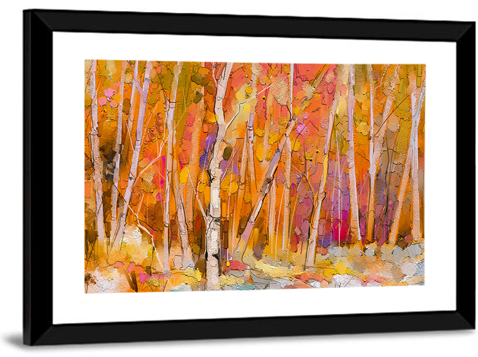 Autumn Birch Grove Painting Wall Art