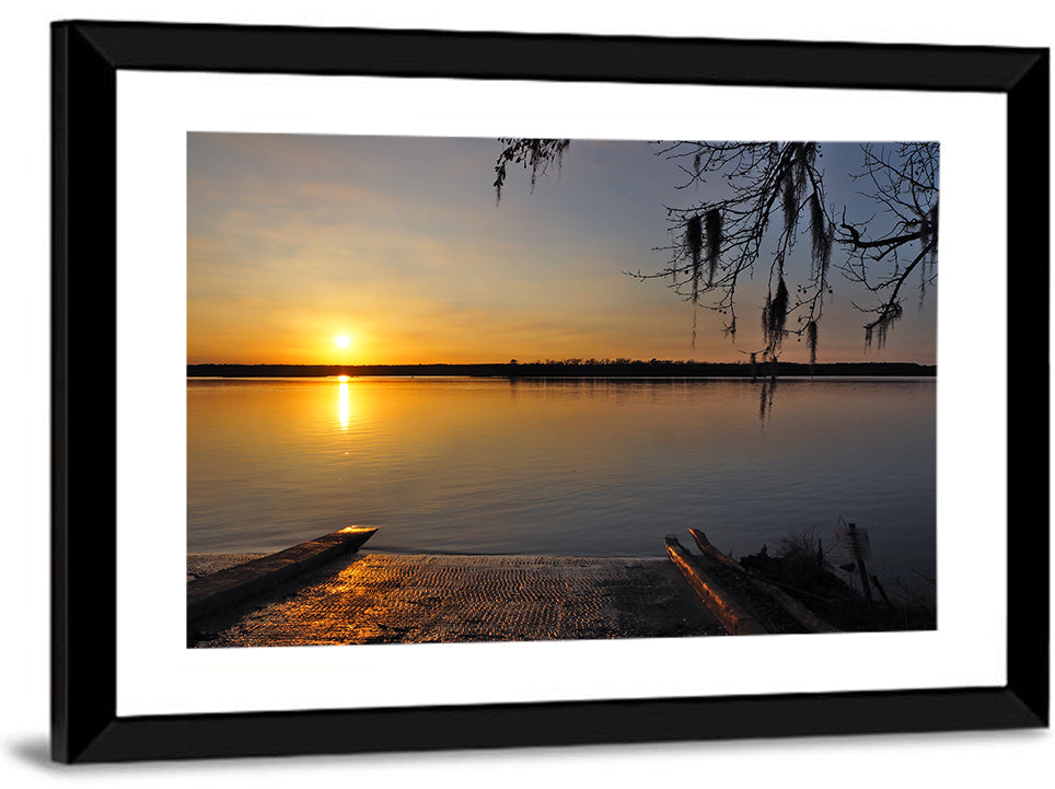 Lake Conroe Sunset Reflection Wall Art