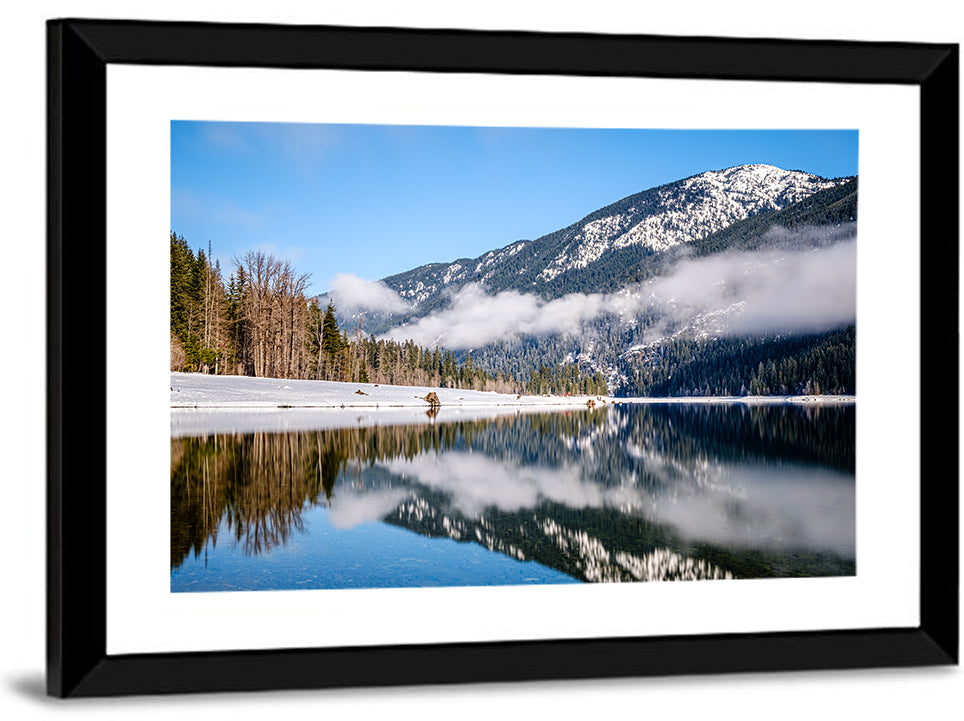 Snow-capped Kachess Lake Reflection Wall Art