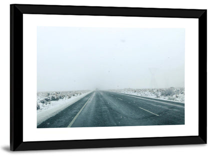 Foggy Winter Mountain Road Wall Art
