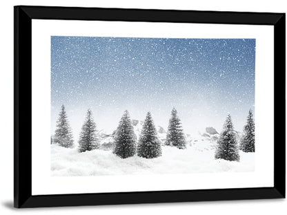 Winter Pine Trees Landscape Wall Art
