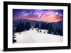 Starry Winter Cabins Under the Milky Way Wall Art