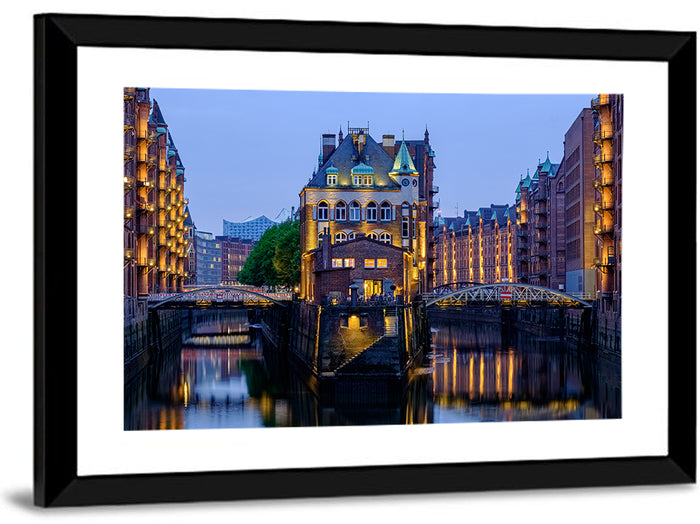 Wasserschloss Blue Hour Reflections Wall Art as a framed print