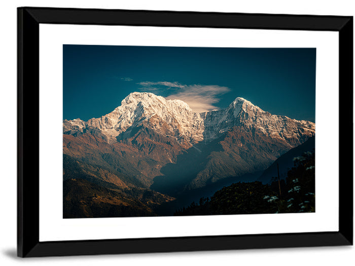 Annapurna South Summit with Wispy Clouds Wall Art as a framed print