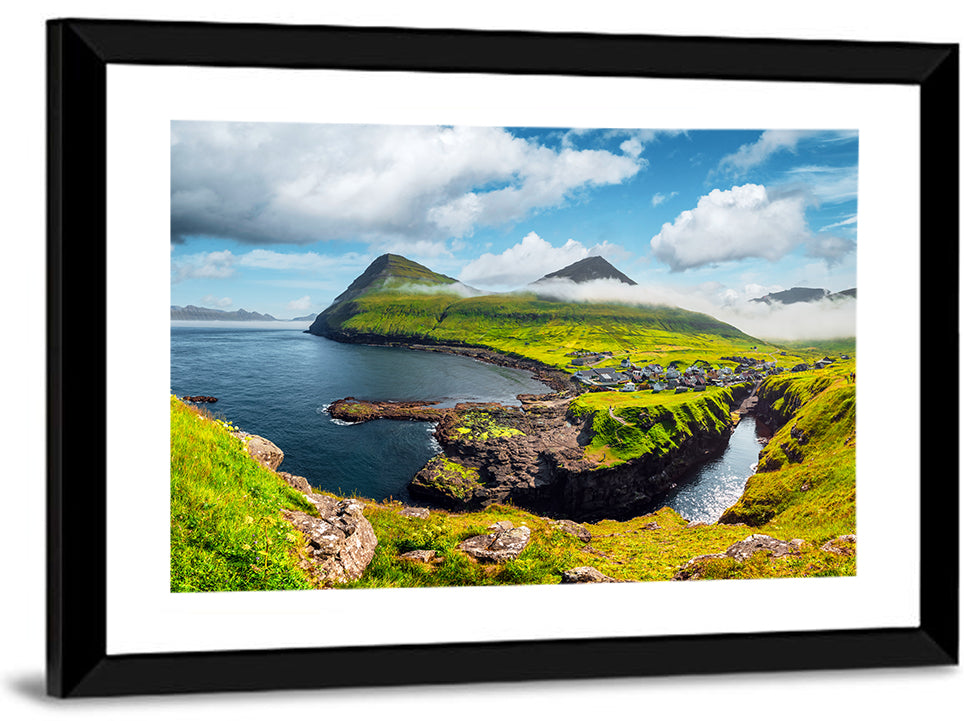 Gjógv Harbor Coastal Village Wall Art