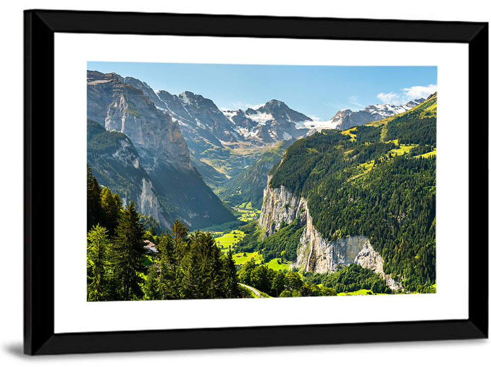 Lauterbrunnen Valley Waterfall View Wall Art