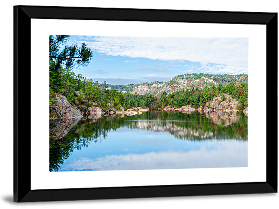 Mirror-quiet Lake and Pines Wall Art