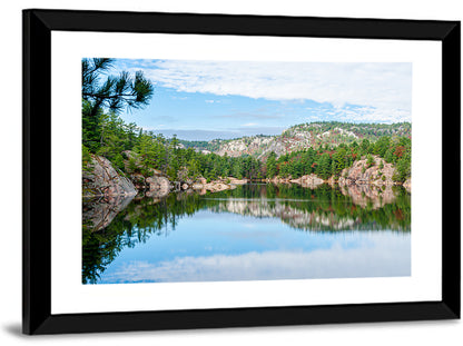Mirror-quiet Lake and Pines Wall Art