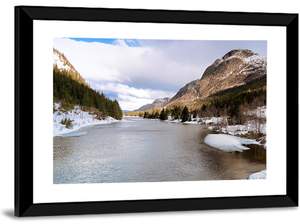 Grungevatn Winter River and Lake Wall Art