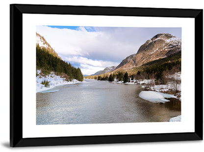 Grungevatn Winter River and Lake Wall Art