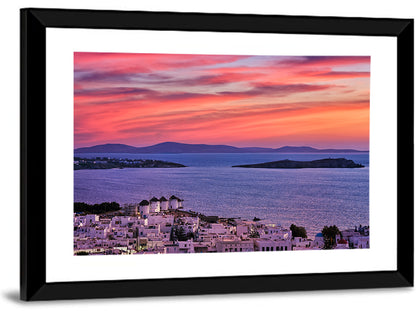 Mykonos Windmills at Sunset Wall Art