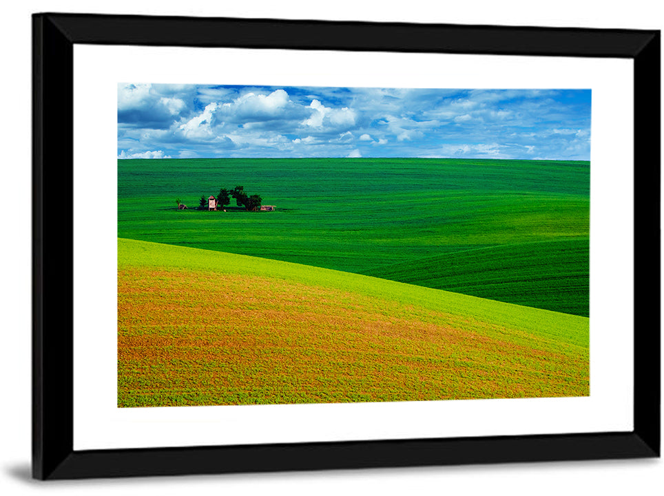 Golden Field and Green Hillside Wall Art