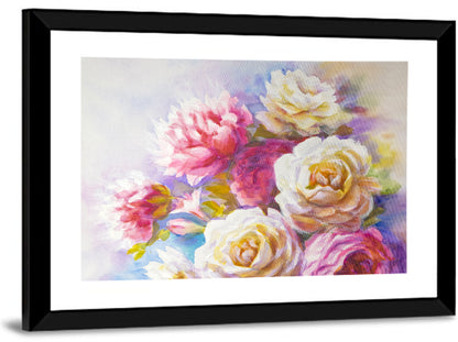 Watercolor Peony Bouquet Wall Art