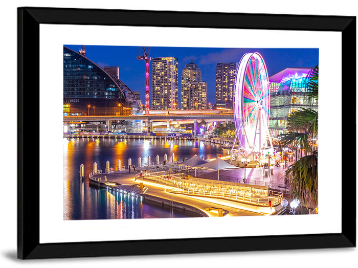 Darling Harbour Nightscape Wall Art as a framed print
