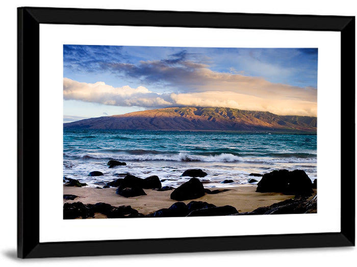 Kihei Golden Coastline Wall Art as a framed print