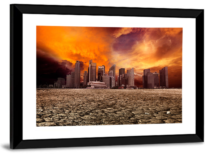 Desolate Singapore Skyline Wall Art as a framed print