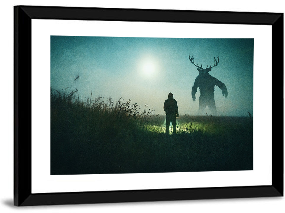 Antlered Shadow in Mist Wall Art
