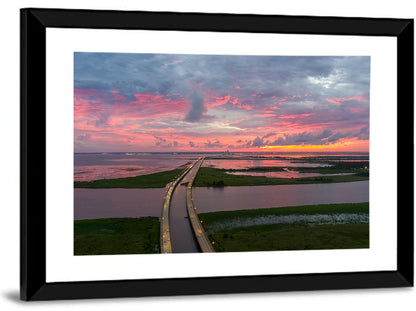 Mobile Bay Causeway at Dusk Wall Art