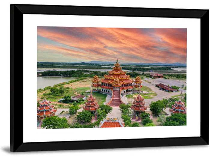 Wat Petch Suwan Temple at Sunset Wall Art as a framed print