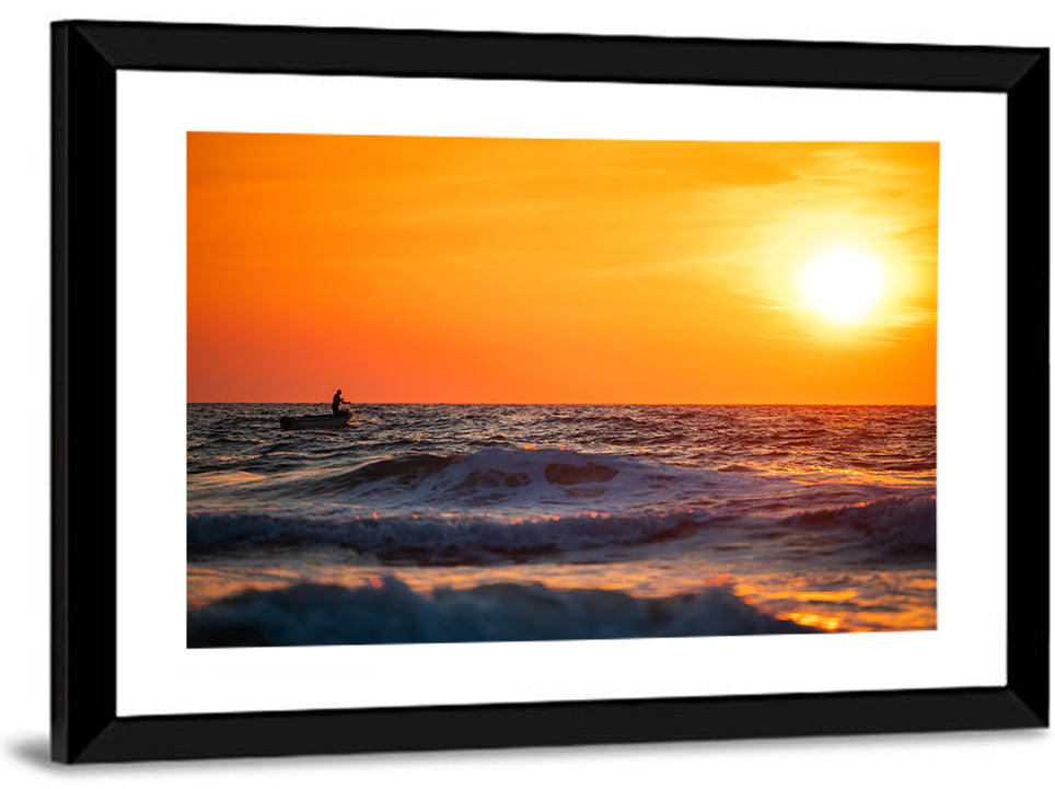 Sunset Fisherman Wall Art