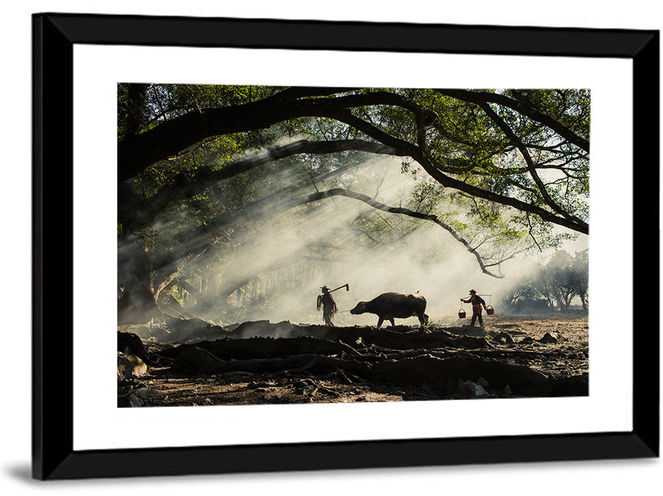 Village Morning with Buffalo Wall Art