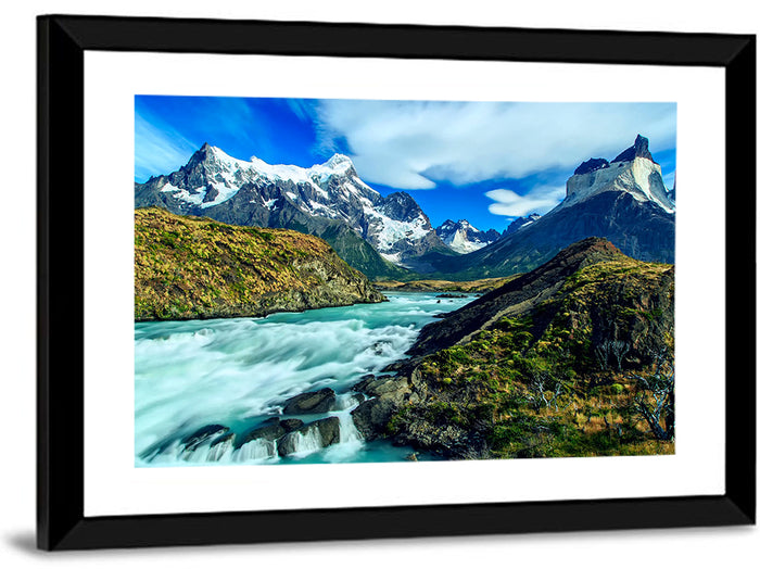 Torres Del Paine Glacier Stream Wall Art as a framed print
