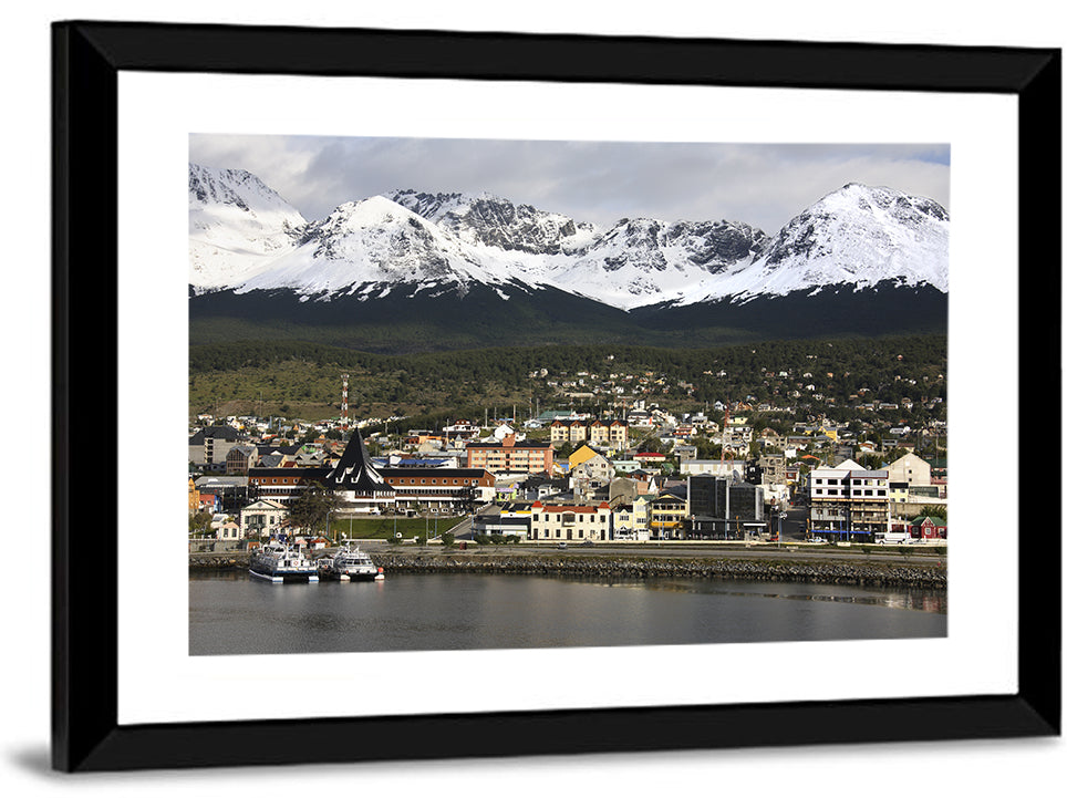 Ushuaia Harbor and Snowcapped Mountains Wall Art