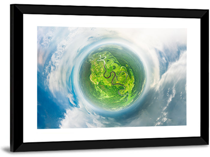 Spherical Forest from Space Wall Art as a framed print