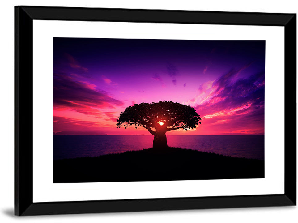 Baobab Sunset Silhouette Wall Art