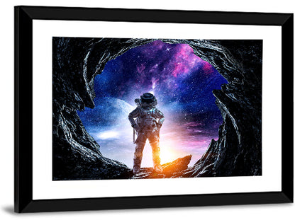 Aliens Planet Cave & Astronaut Wall Art