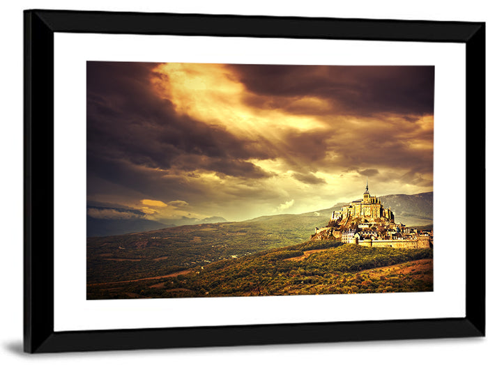 Mont-saint-michel Castle at Dusk Wall Art as a framed print
