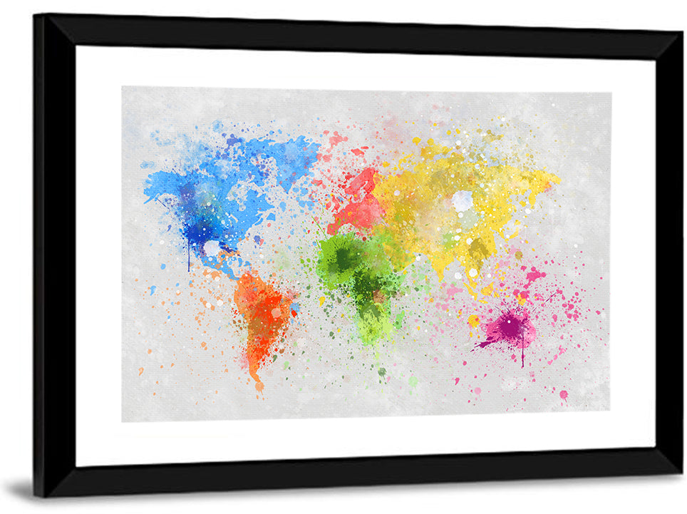 Vibrant Watercolor World Map Wall Art