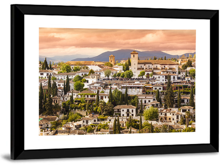 Granada Albaicín Sunset Cityscape Wall Art as a framed print