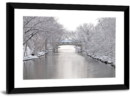 Yahara River Winter Stone Bridge Wall Art