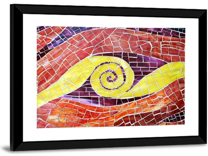 Red and Yellow Spiral Mosaic Wall Art as a framed print