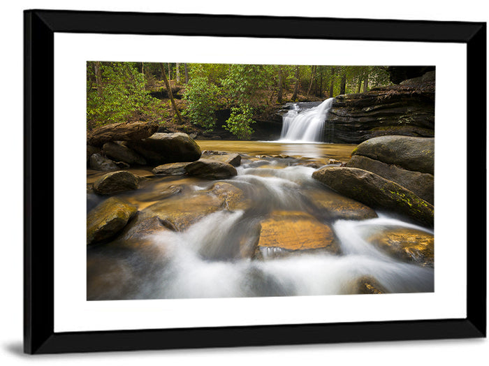 South Carolina Forest Waterfall Wall Art as a framed print