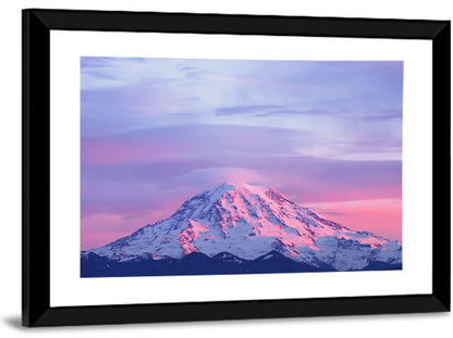 Mount Rainier Alpenglow with Lenticular Cloud Wall Art