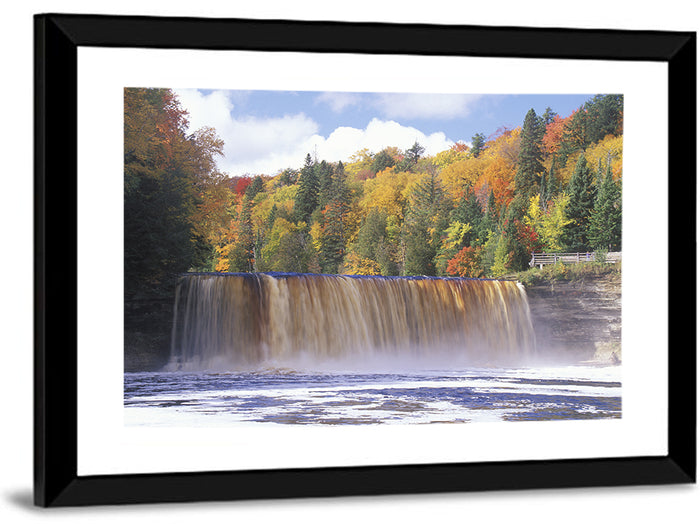 Tahquamenon Falls Autumn Waterfall Wall Art as a framed print